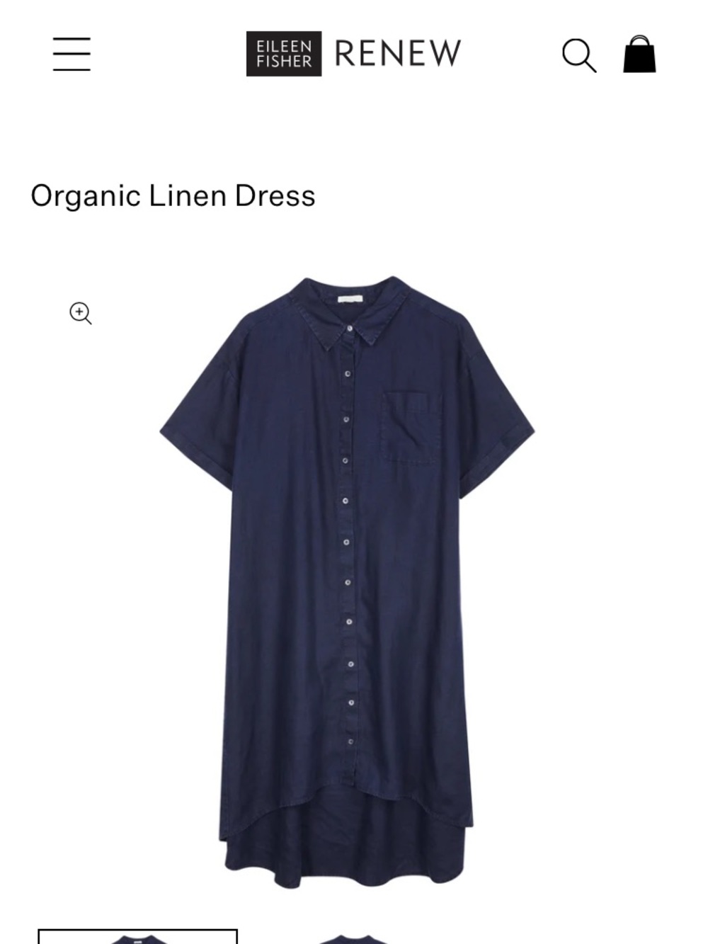 Eileen Fisher Navy Organic Linen Midi Shirt Dress Large - Picture 2 of 9